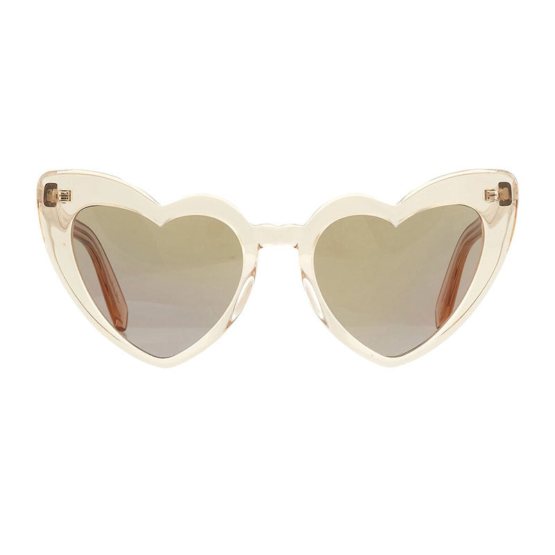 Saint Laurent Sunglasses Geometric Full Rim, Transparent Nude Frame and Copper Mirror Lens SL181LOULOU027