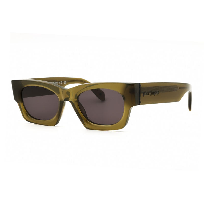 Palm Angels Sunglasses Rectangle Full Rim, Light Green Frame and Dark Grey Lens PERI089BODIE5907