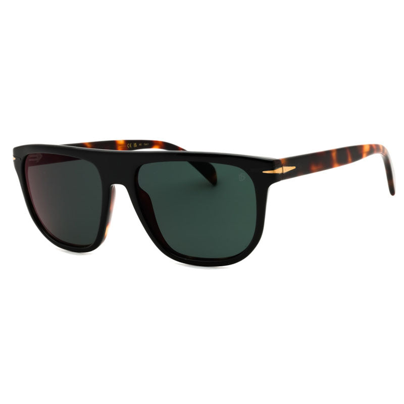 David Beckham Sunglasses Square Full Rim, Black Havana Frame and Green Mirror Lens DB7111/S0WR7MT