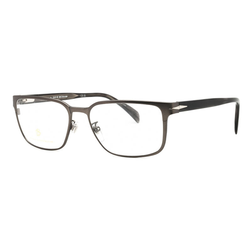 David Beckham Eyeglasses Rectangle Full Rim, Matte Dark Ruthenium Frame and Clear Demo Lenses Lens DB11370R8000