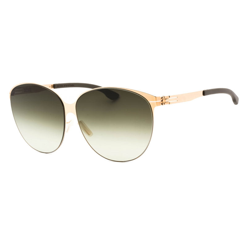 Ic! Berlin Sunglasses Round Full Rim, Rose Gold Frame and Green Gradient Brown Lens SWINGM1397032