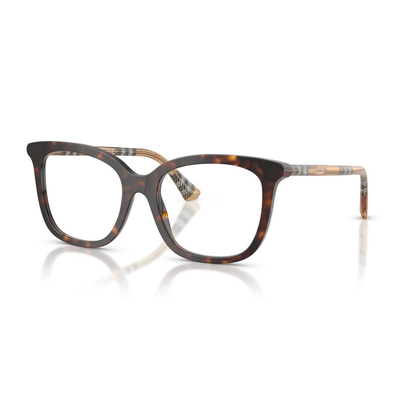 Burberry Eyeglasses Square Full Rim, Dark Havana Frame and Clear Demo Lens Lens BE24304216