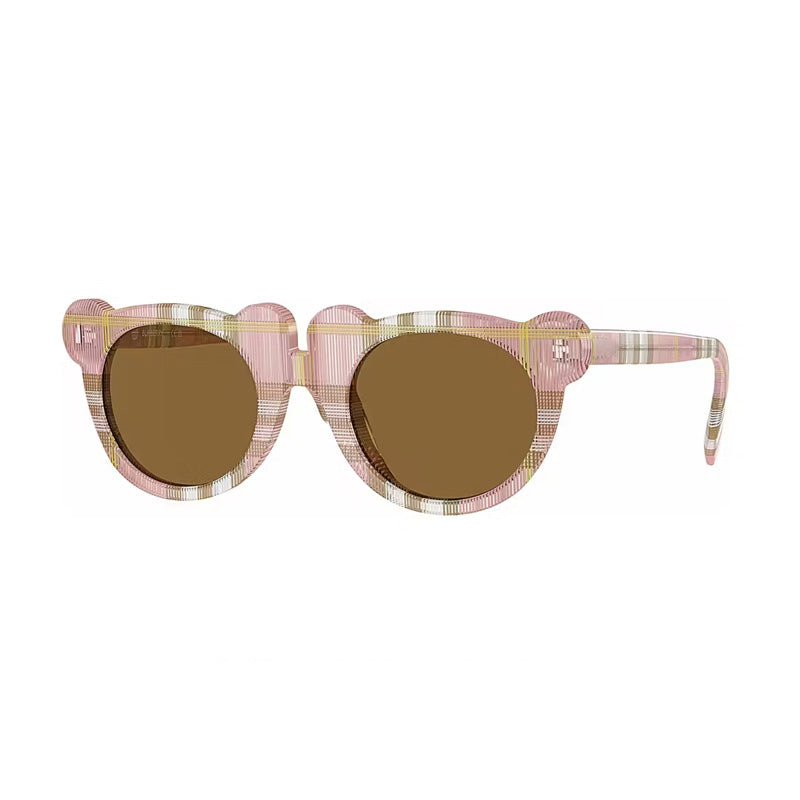 Burberry Sunglasses Round Full Rim, Check Pink Frame and Bronze Lens JB4355397273