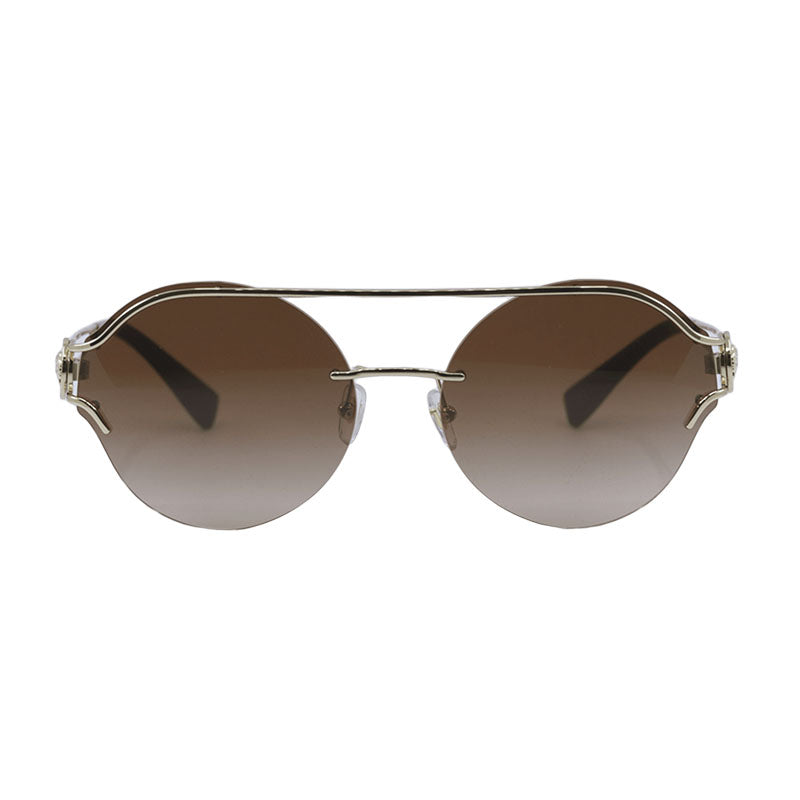 Versace Sunglasses Geometric Rimless, Gold Frame and Brown Gradient Lens VE2184125213