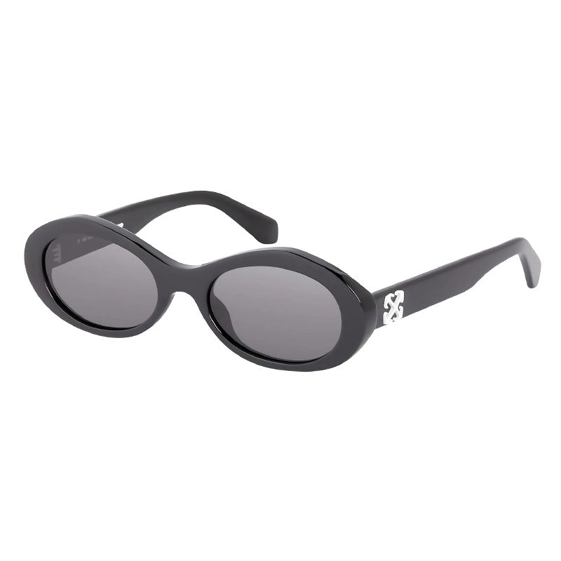 Off-White Sunglasses Oval Full Rim, Black Frame and Dark Grey Lens OERI13GEDISON1007