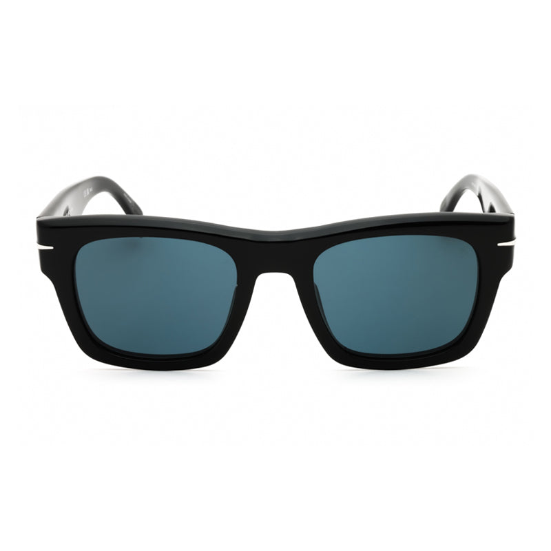David Beckham Sunglasses Rectangle Full Rim, Black Frame and Blue Lens DB7099/S0807KU