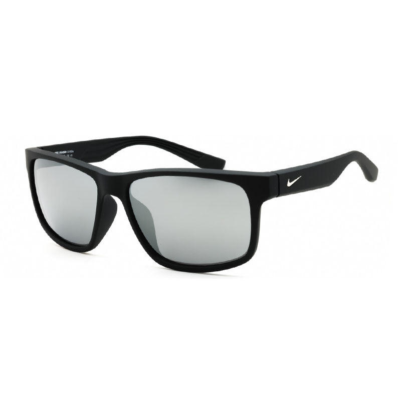 Nike Sunglasses Rectangle Full Rim, Matte Black Frame and Grey Silver Mirror Lens NIKECRUISERMIEV0834002