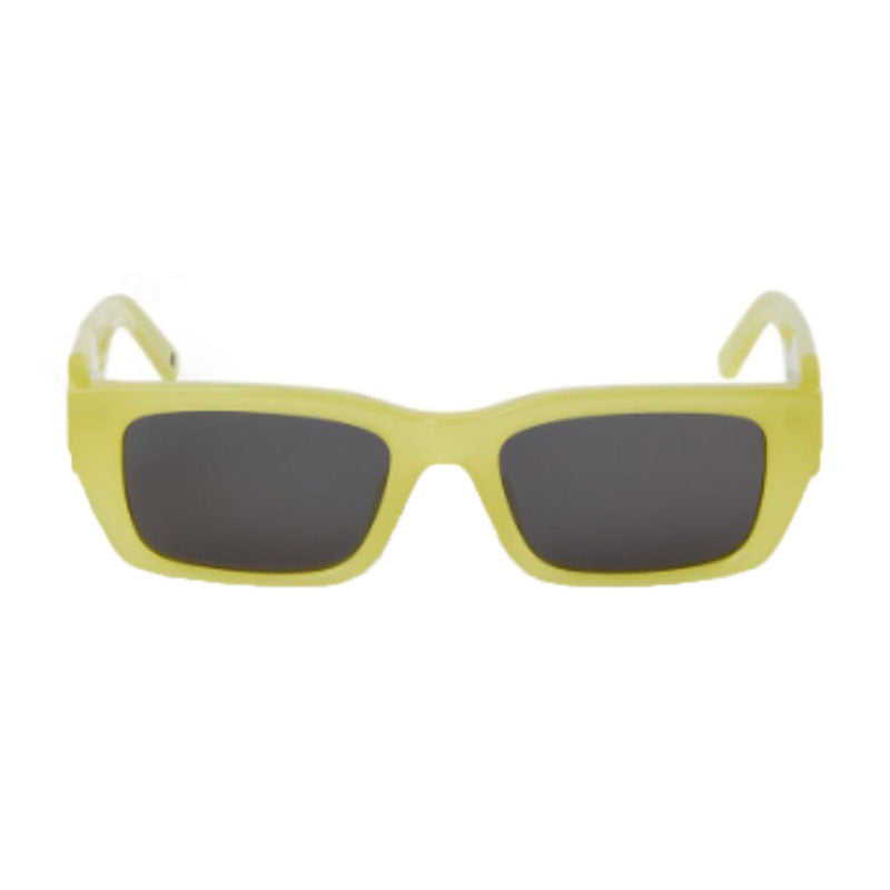 Palm Angels Sunglasses Rectangle Full Rim, Shiny Yellow Frame and Dark Grey Lens PERI002PALM1807