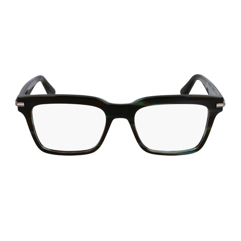 Ferragamo Salvatore Ferragamo Eyeglasses Square Full Rim, Striped Green Frame and Clear Demo Lens Lens SF3014315