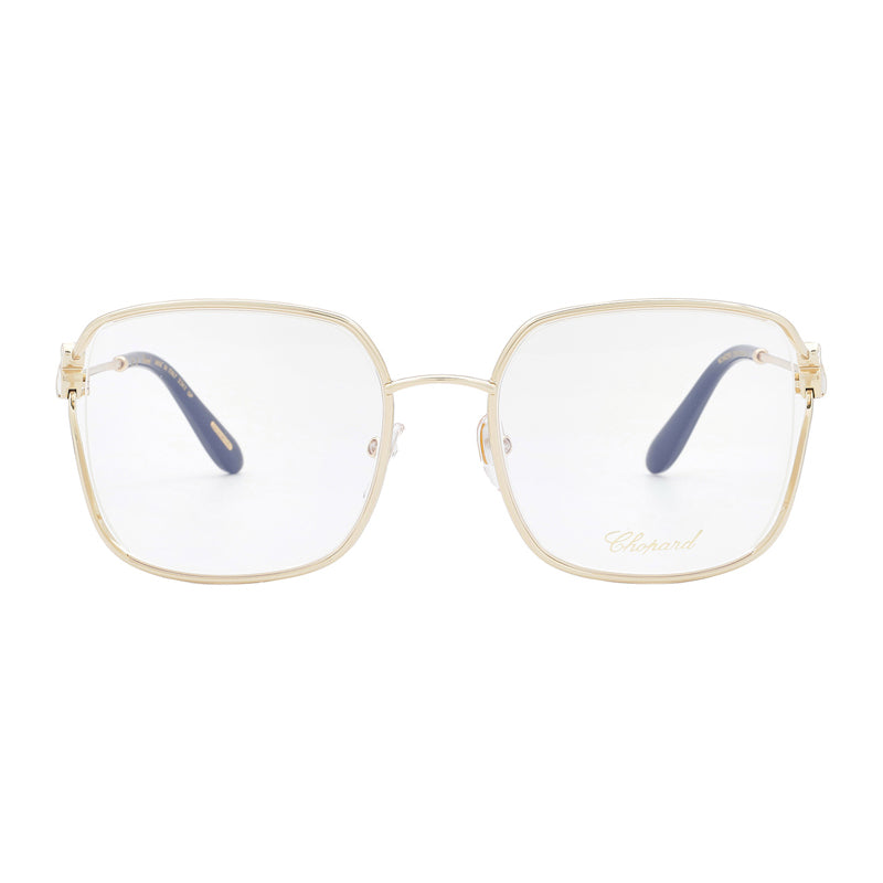Chopard Eyeglasses Rectangle Full Rim, Shiny Gold Frame and Clear Demo Lenses Lens VCHG29S0300