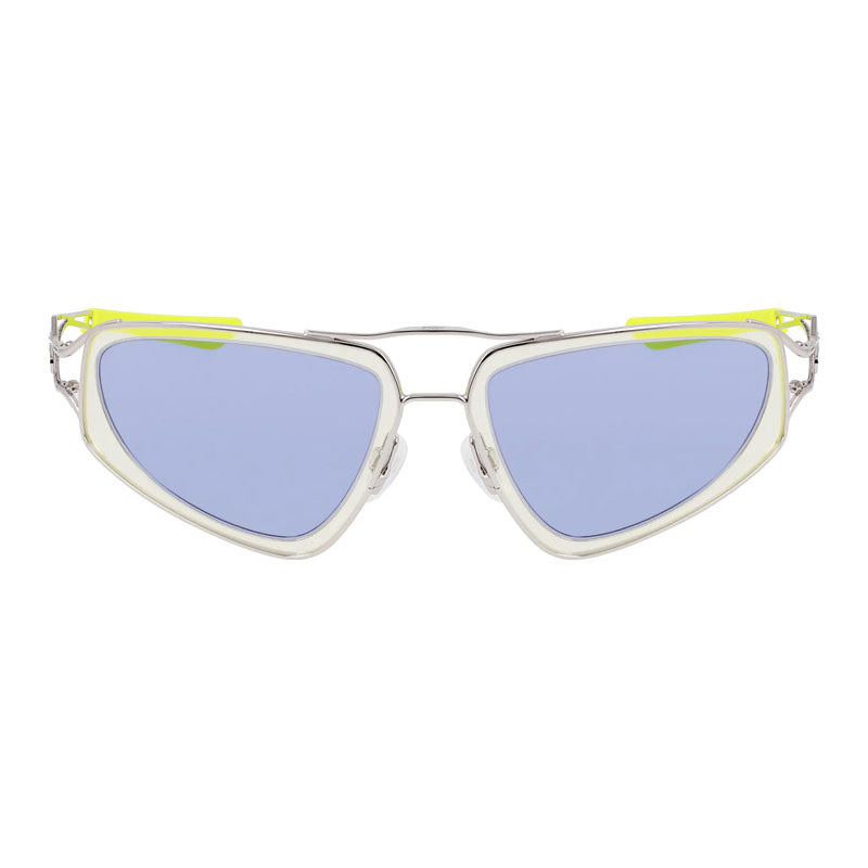 Nike Sunglasses Oval Full Rim, Silver Frame and Blue Lens NIKEVEILEV24048041