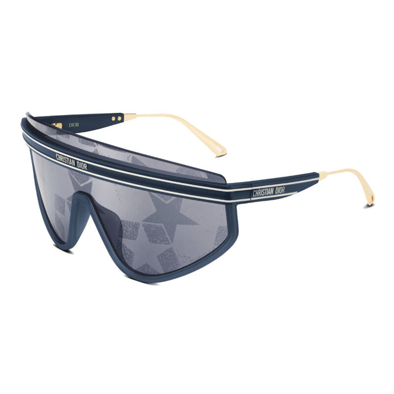 Dior Sunglasses Shield Full Rim, Matte Navy Blue Frame and Silver Mirrored with Blue Star Monogram Lens DIORCLUBM2U31B7