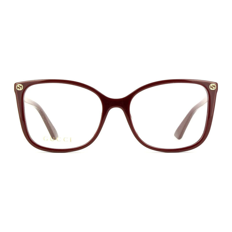 Gucci Eyeglasses Cat Eye Full Rim, Burgundy Frame and Clear Demo Lenses Lens GG0026O012