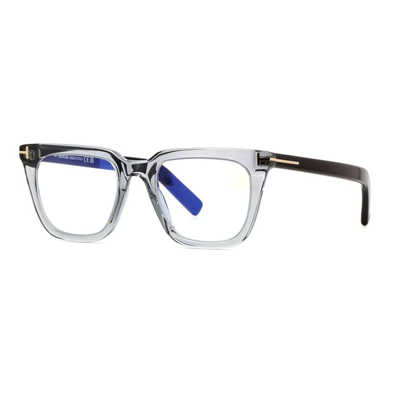 Tom Ford Eyeglasses Square Full Rim, Transparent Grey Frame and Clear Blue Light Block Lens FT5963-B020