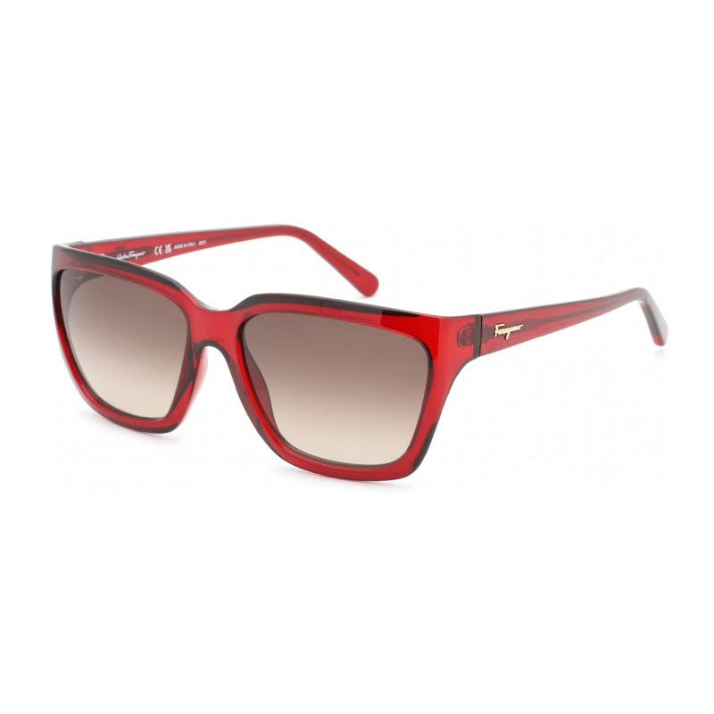 Ferragamo Salvatore Ferragamo Sunglasses Square Full Rim, Transparent Wine Frame and Brown Gradient Lens SF1018S655