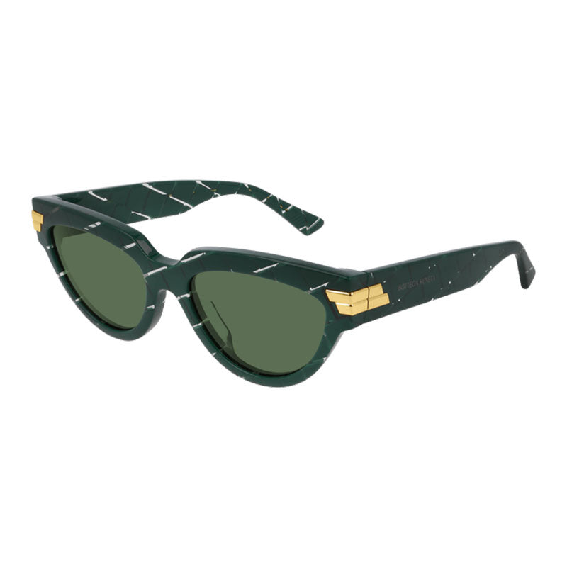 Bottega Veneta Sunglasses Cat Eye Full Rim, Green Frame and Green Lens BV1035S004