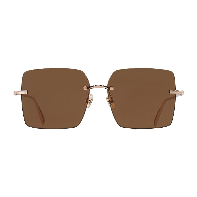 Ferragamo Salvatore Ferragamo Sunglasses Square Rimless, Rose Gold Frame and Brown Lens SF311S780