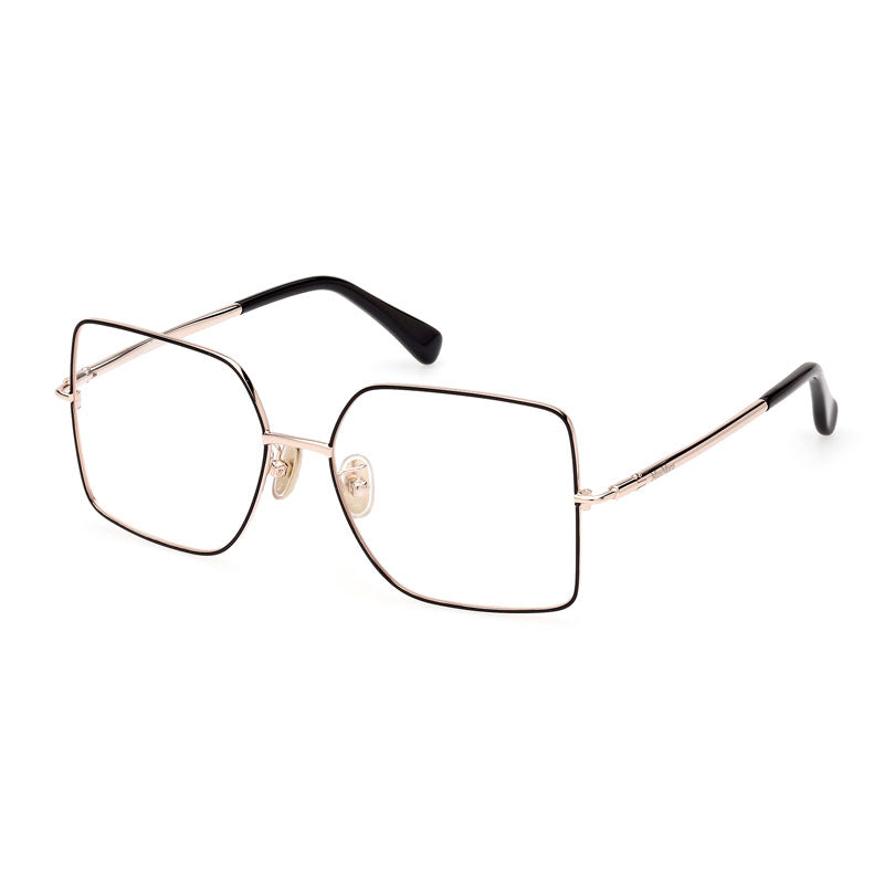 Max Mara Eyeglasses Butterfly Full Rim, Shiny Rose Gold Frame and Clear Demo Lenses Lens MM5098-H028