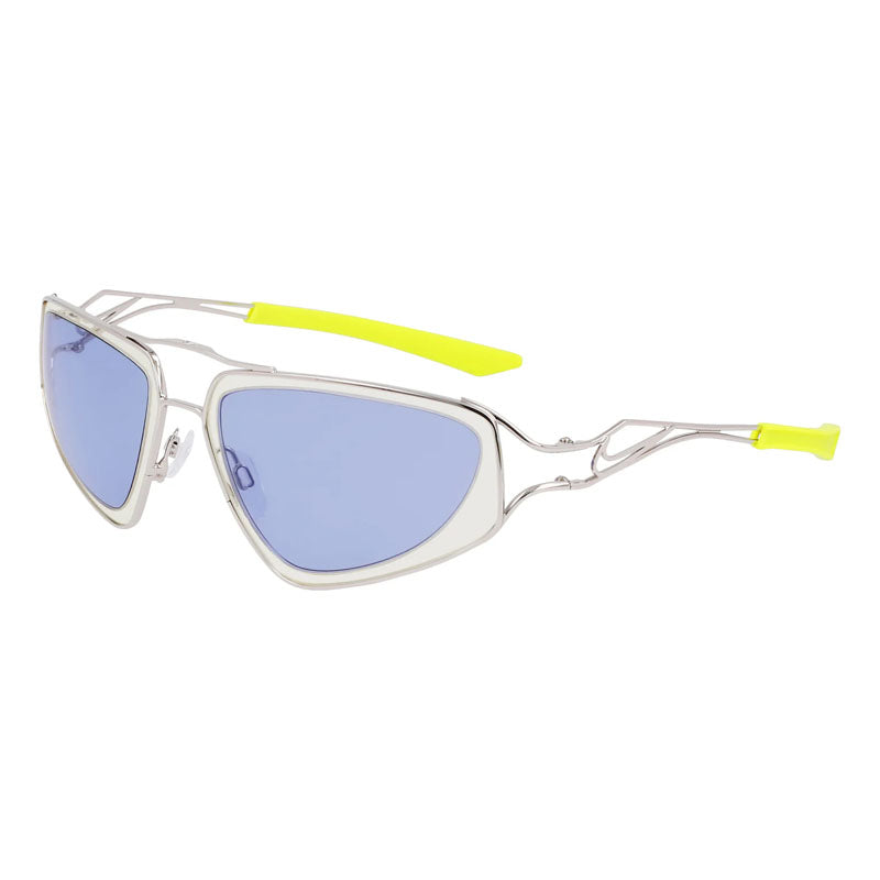 Nike Sunglasses Oval Full Rim, Silver Frame and Blue Lens NIKEVEILEV24048041