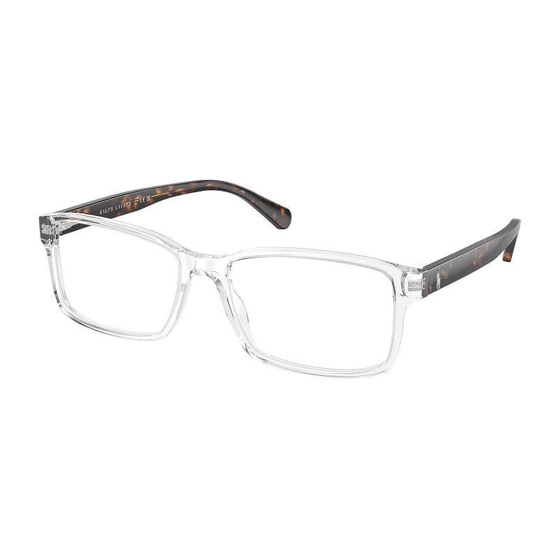 Polo Ralph Lauren Eyeglasses Rectangle Full Rim, Shiny Crystal Frame and Clear Demo Lenses Lens PH21235331