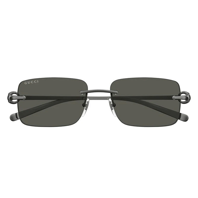 Gucci Sunglasses Rectangle Rimless, Ruthenium Frame and Grey Lens GG1703S001