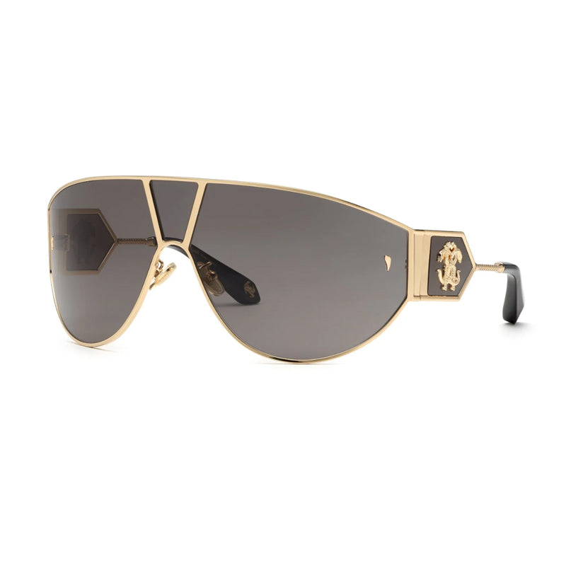 Roberto Cavalli Sunglasses Shield Full Rim, Shiny Total Rose Gold Frame and Smoke Lens SRC0930300