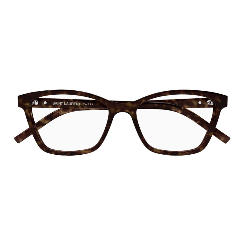 Saint Laurent Eyeglasses Cat Eye Full Rim, Havana Frame and Clear Demo Lenses Lens SLM128002