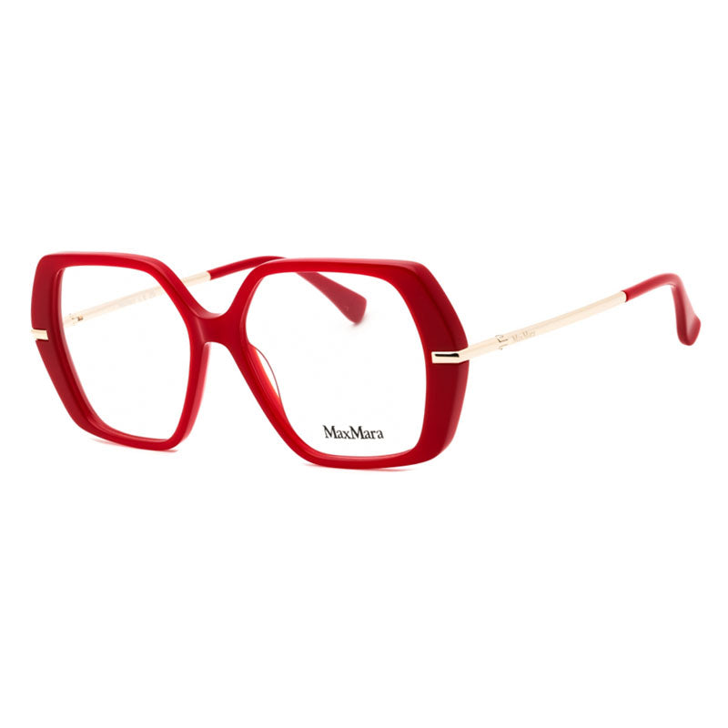 Max Mara Eyeglasses Square Full Rim, Shiny Red Frame and Clear Demo Lenses Lens MM5175066