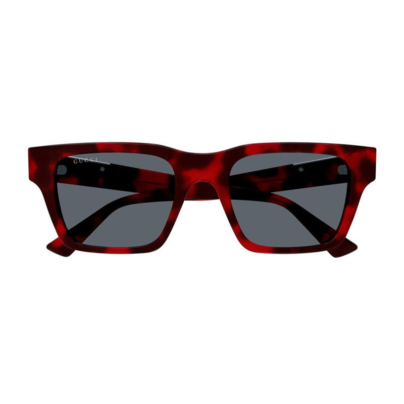 Gucci Sunglasses Square Full Rim, Red Havana Frame and Grey Lens GG1889S003