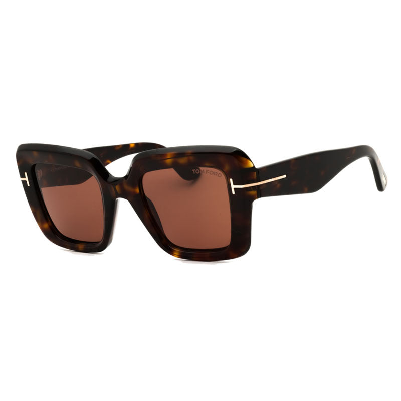 Tom Ford Sunglasses Square Full Rim, Dark Havana Frame and Roviex Lens FT115752J