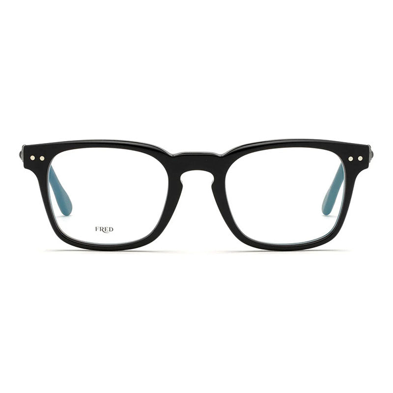 Fred Eyeglasses Square Full Rim, Shiny Black Frame and Clear Blue Light Block Lens FG50006U001