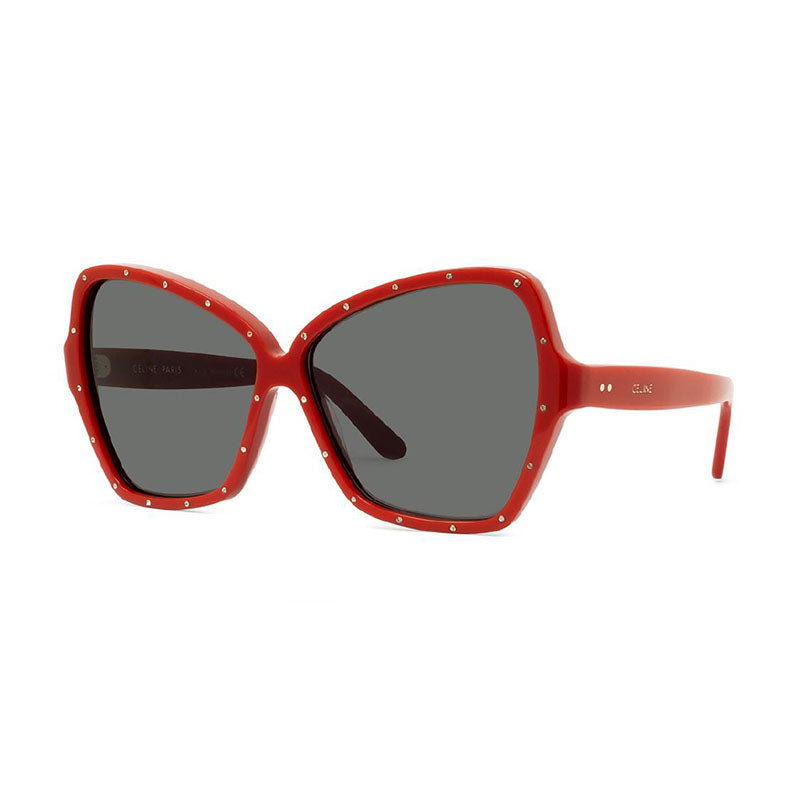 Celine Sunglasses Butterfly Full Rim, Red Frame and Grey Lens CL4066IS66A