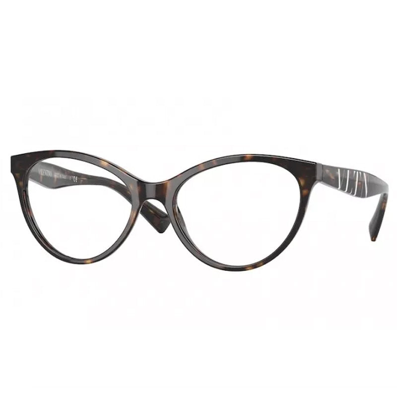 Valentino Eyeglasses Cat Eye Full Rim, Havana Frame and Clear Demo Lenses Lens VA30135196