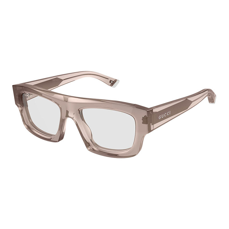 Gucci Sunglasses Square Full Rim, Transparent Pink Frame and Clear Lens GG1926S015