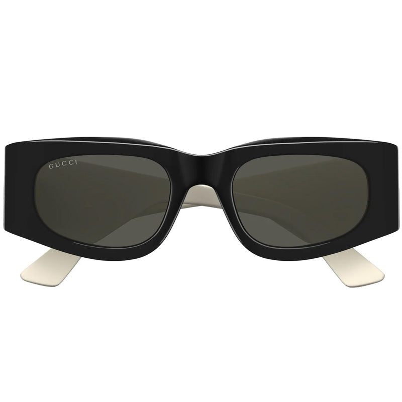 Gucci Sunglasses Square Full Rim, Black/Ivory Frame and Grey Lens GG1664S001