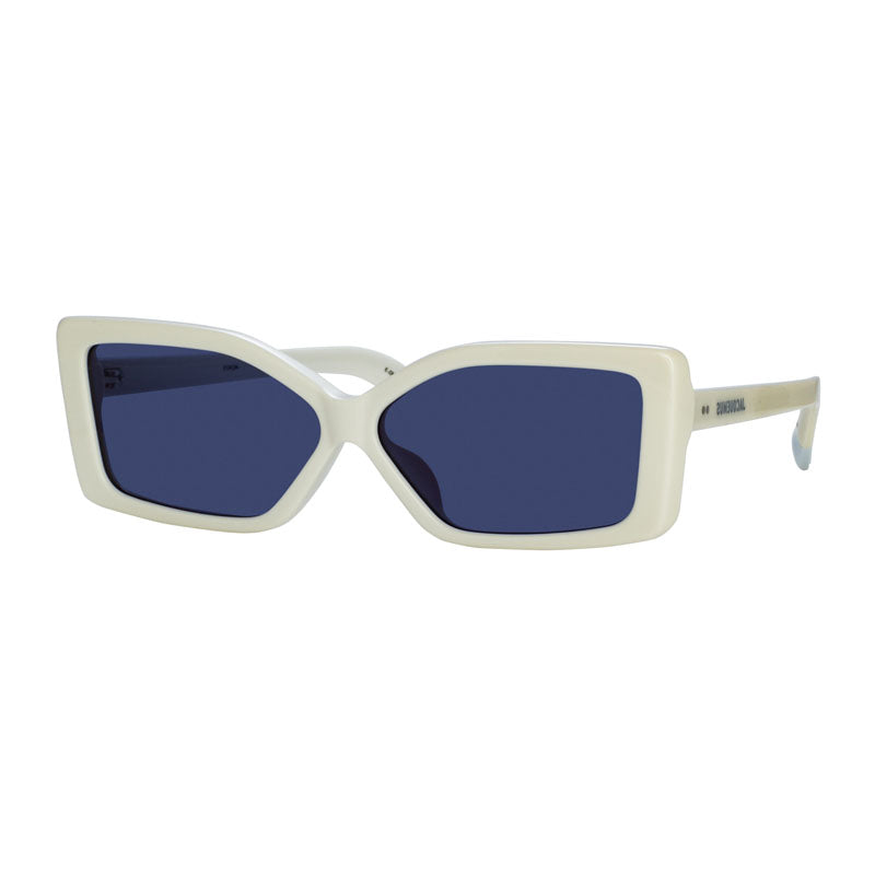 Jacquemus Sunglasses Square Full Rim, White Frame and Blue Lens JAC/41C3
