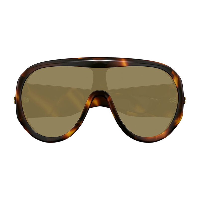 Bottega Veneta Sunglasses Shield Full Rim, Shiny Dark Havana Frame and Brown Lens BV1345S002