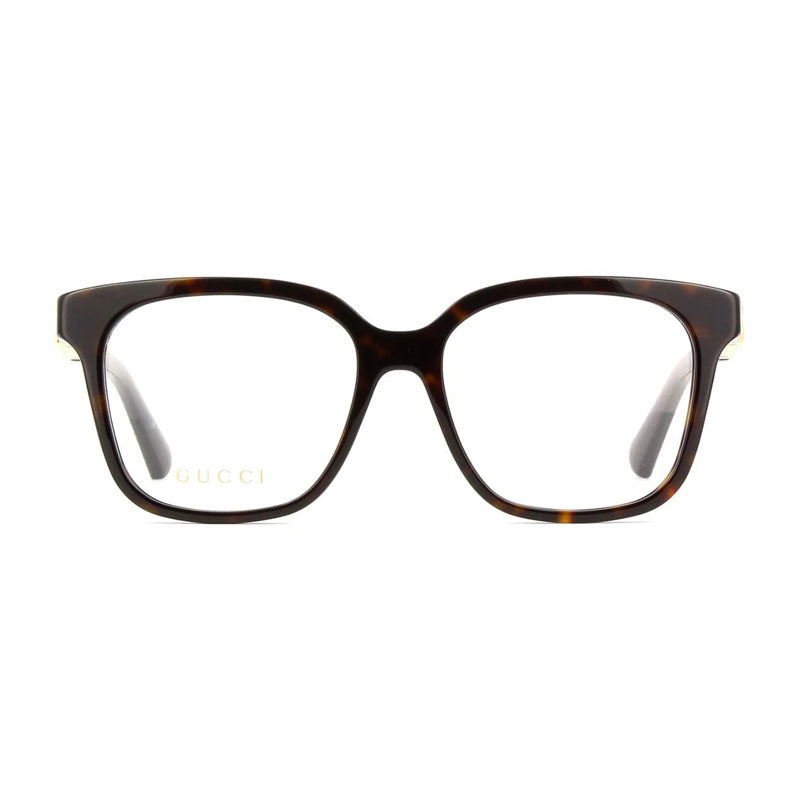 Gucci Eyeglasses Square Full Rim, Havana Frame and Clear Demo Lenses Lens GG1192O002