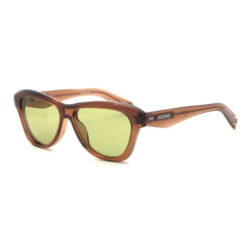 Jacquemus Sunglasses Square Full Rim, Crystal Brown Frame and Green Lens JAC/59C2