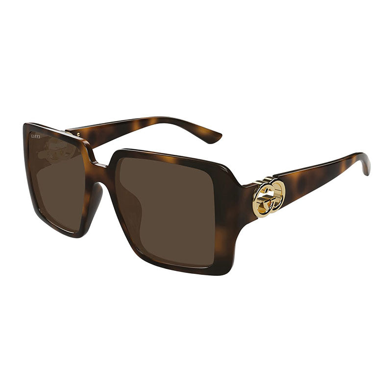 Gucci Sunglasses Square Full Rim, Dark Brown Havana Frame and Brown Lens GG1692SA002