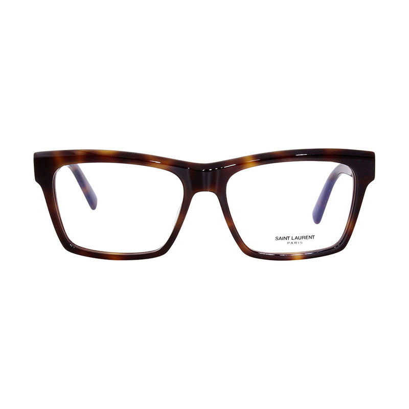 Saint Laurent Eyeglasses Square Full Rim, Havana Frame and Clear Demo Lenses Lens SLM104OPT003