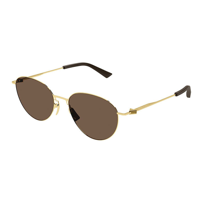 Bottega Veneta Sunglasses Browline Full Rim, Gold Frame and Brown Lens BV1268S002