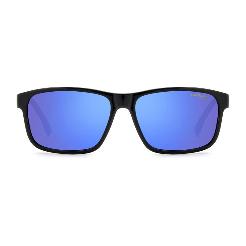 Carrera Sunglasses Square Full Rim, Black/Blue Frame and Blue Multilayer Mirror Lens CARRERA2047T/S0D51Z0