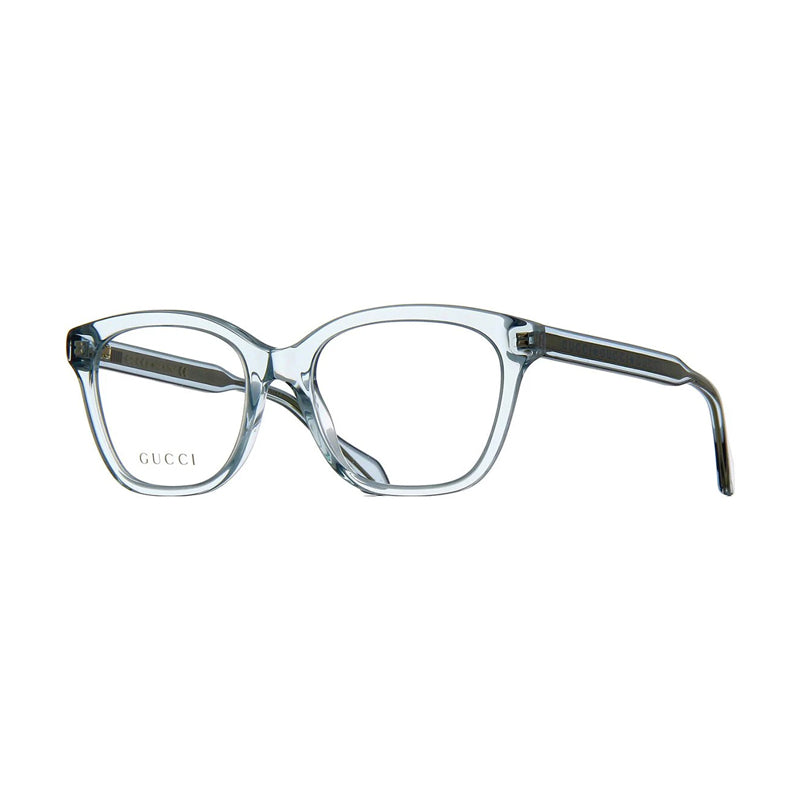 Gucci Eyeglasses Square Full Rim, Transparent Light Blue Frame and Clear Demo Lenses Lens GG0566O003