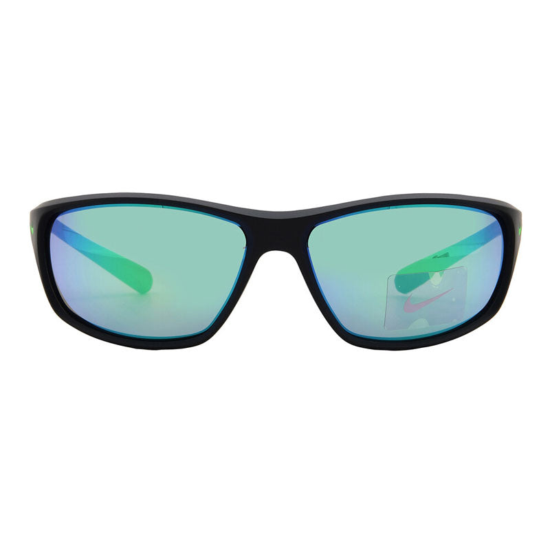 Nike Sunglasses Rectangle Full Rim, Matte Black Frame and Grey Green Mirrored Lens RABIDFQ4765003