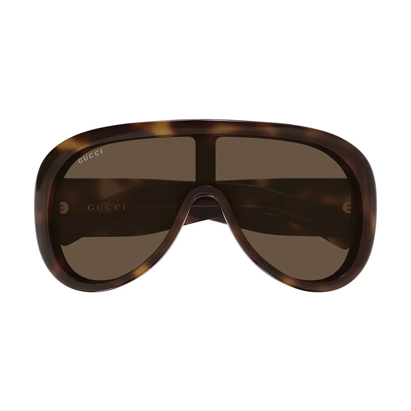 Gucci Sunglasses Shield Full Rim, Havana Frame and Brown Lens GG2164S002