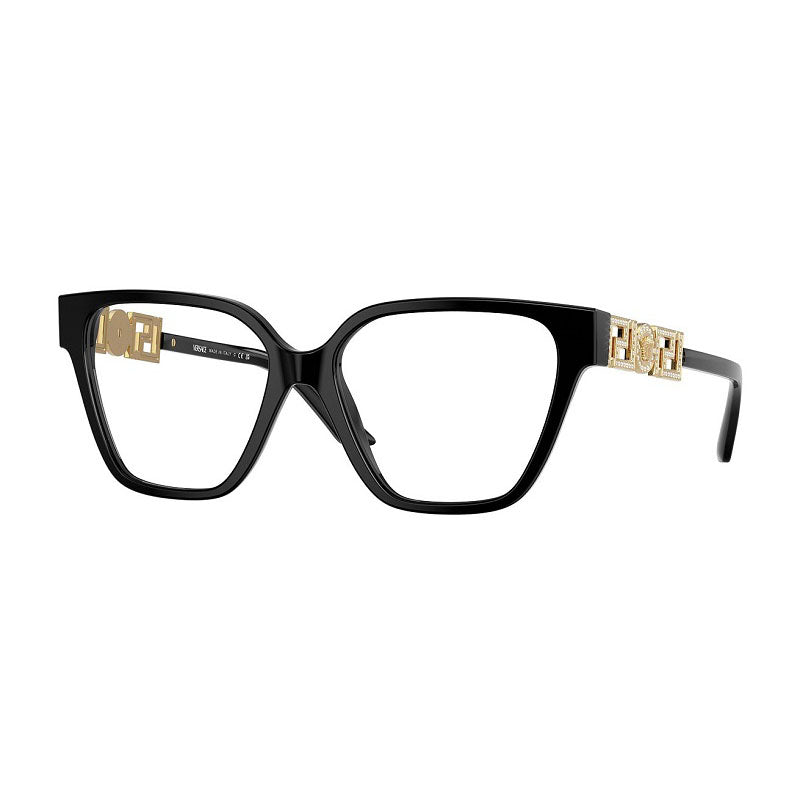 Versace Eyeglasses Geometric Full Rim, Black Frame and Clear Demo Lenses Lens VE3358BGB1