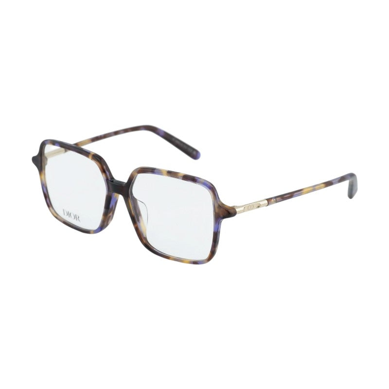Dior Eyeglasses Square Full Rim, Havana with Purple Frame and Clear Demo Lens Lens MINICDOS2F2400