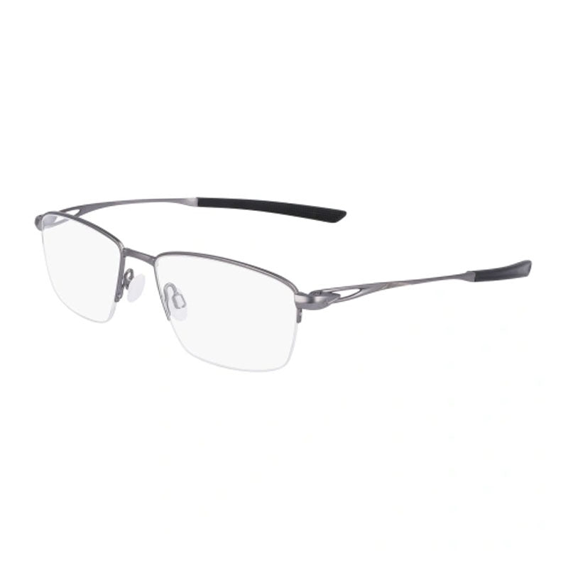 Nike Eyeglasses Rectangle Semi Rim, Gunmetal Frame and Clear Demo Lenses Lens NIKE6045070