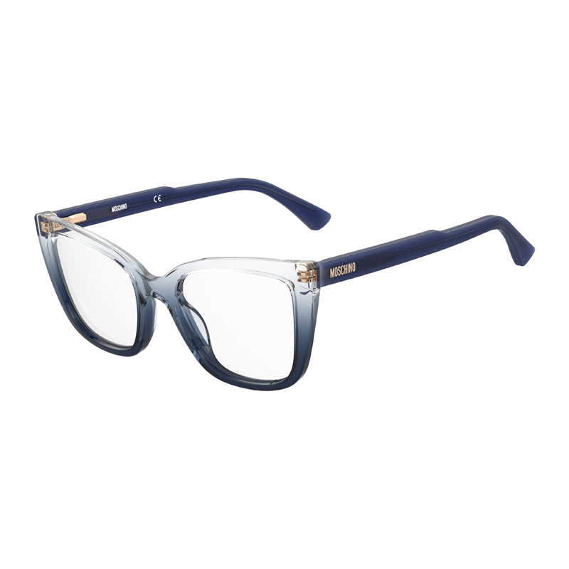 Moschino Eyeglasses Cat Eye Full Rim, Crystal Blue Frame and Clear Demo Lenses Lens MOS6030QM400